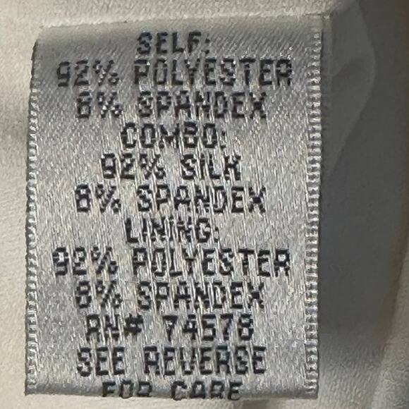 Caché Black & White Floral Print Long Sleeve Mini Dress Women’s 8 Silk Trim - Picture 5 of 5